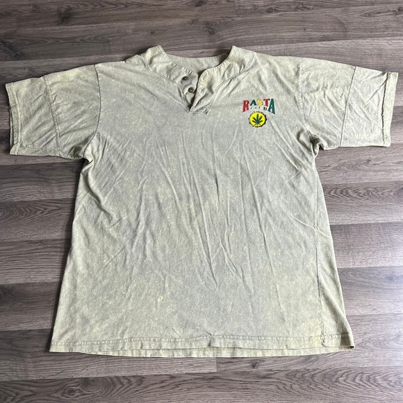 VTG Rasta Just Do Me Henley Shirt XL Speed Limit 88 Weed Reggae USA Made - Picture 1 of 11